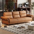 thumbnail image 6 of gaoyangjiaju Modern Three-Seat Leather Power Recliner Sofa with Dual Motor Electric Function, Adjustable Headrest, Perfect for Home Living Room and Office Relaxation 112.5", Orange, 6 of 8