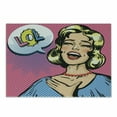 thumbnail image 1 of LOL Cutting Board, Laughing out Loud Woman with Closed Eyes Pop Art Young Lady and Comic Speech Bubble, Decorative Tempered Glass Cutting and Serving Board, in 3 Sizes, by Ambesonne, 1 of 2