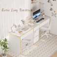 thumbnail image 2 of DreamCurship Two Person White Desk with Drawers, 78 inch Computer Desk with Storage Shelves, Double Desk with Storage for 2 People, Home Office Work Desk, White, 2 of 7