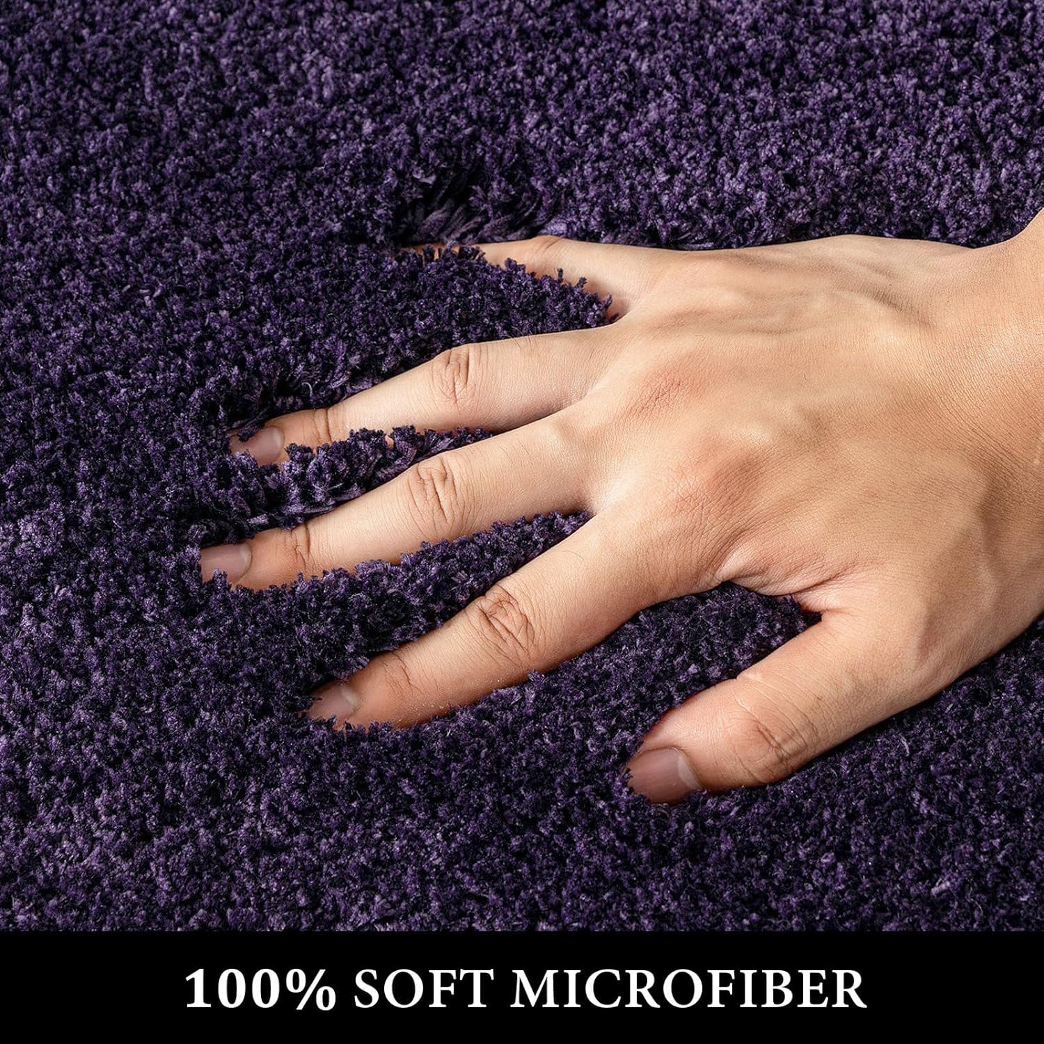 Bathroom Rug - Cute Absorbent Bath Mat Made of Thick Fluffy Microsiber for Bathroom Floor, Tub or Entryway, Non Slip Rubber Backside for Extra Safety, Machine Washable - Dark Purple, 16''x24''