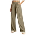 thumbnail image 2 of Afdoent Womens Leggings Ladies High Waisted Casual Wide Leg Womens Cargo Pants Baggy Cargos Pants With Pockets Leggings For Women Running Exercise, 2 of 6