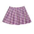 thumbnail image 3 of Falda corta de cintura alta con bordado de luna y cuadros escoceses de estilo SweetPreppy japonés para mujer, diseño lindo de pliegues múltiples, 3 of 4