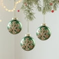 thumbnail image 4 of Christmas Ball Ornament Green Glossy with Gold Glitter, High End Electroplated Hand Painted Tree Decoration(C), 4 of 6