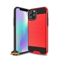 thumbnail image 3 of For T-Mobile Revvl 6 5G Slim Fit Rugged TPU + Hard PC Brushed Metal Texture Hybrid Dual Layer Armor Shockproof Phone Case Cover by Xpression - Red, 3 of 8