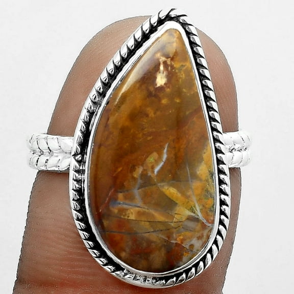 Desiregem Natural Red Moss Agate 925 Sterling Silver Adult Women Ring s.8 Jewelry SDR151604
