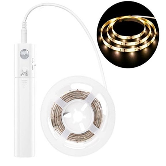 Rechargeable Motion Sensor LED Strip Light , 2M Wireless Under Cabinet Light, Motion Activated LED Closet Lamp for Kitchen Wardrobe Stair Home Lighting Decoration