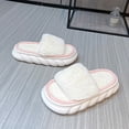 thumbnail image 2 of Zapatillas peludas con plataforma para mujer, zapatos de casa de felpa suave con punta abierta, chanclas cálidas para interior y exterior, suela antideslizante, chanclas esponjosas 2022 Gao Jinjia LED, 2 of 2