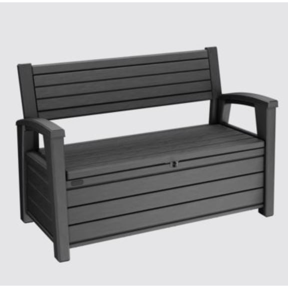 Keter 17212485 Hudson Plastic Storage Bench, Graphite Gray