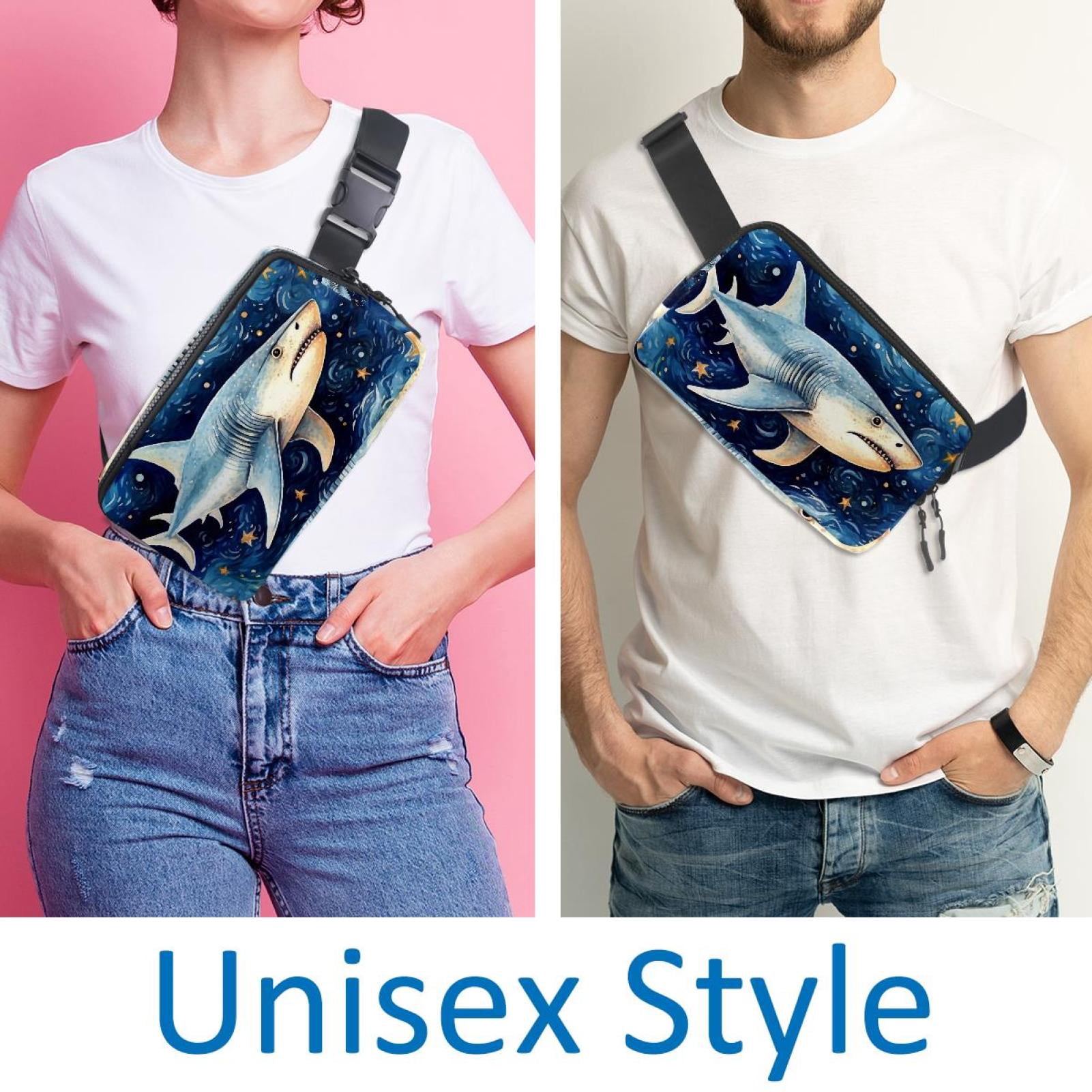 Star Shark Adjustable Lightweight Waist Bag with Extension Strap - Unisex Crossbody Bag Running Belt
