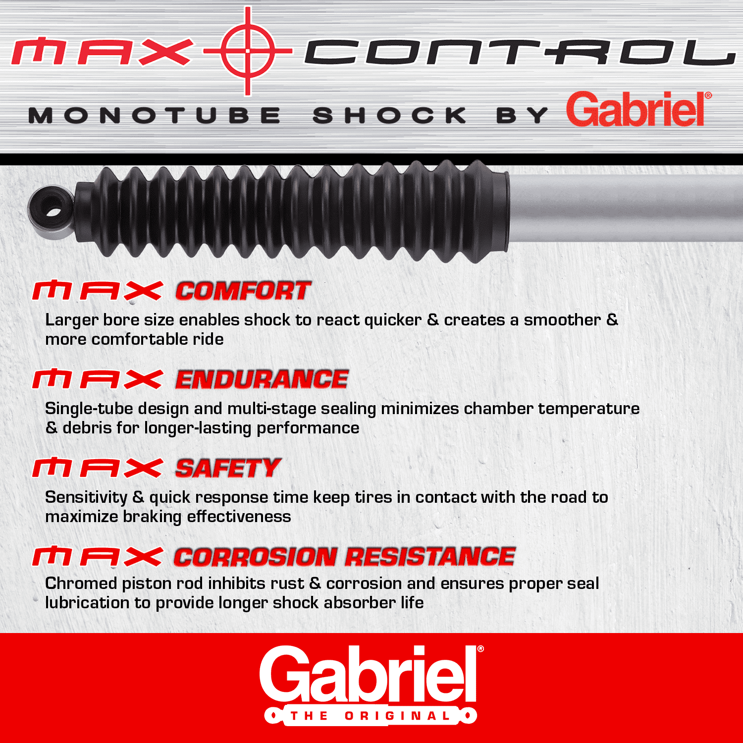 Gabriel 77981 Max Control Front Monotube Shock Absorber Fits 07-12 Jeep Wrangler (1 pack)