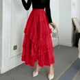 thumbnail image 2 of Sngxgn Women High Elastic Waist Pleated Skirt Mini Swing A-line Skirts(Red,One Size), 2 of 8