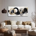 thumbnail image 5 of Black White Gold Foil Circle Canvas Wall Art, Abstract Circular Brushstroke Print Wall Decor, 48x24 Inches Minimalist Picture for Living Room Bedroom Office Home Decoration, 5 of 8