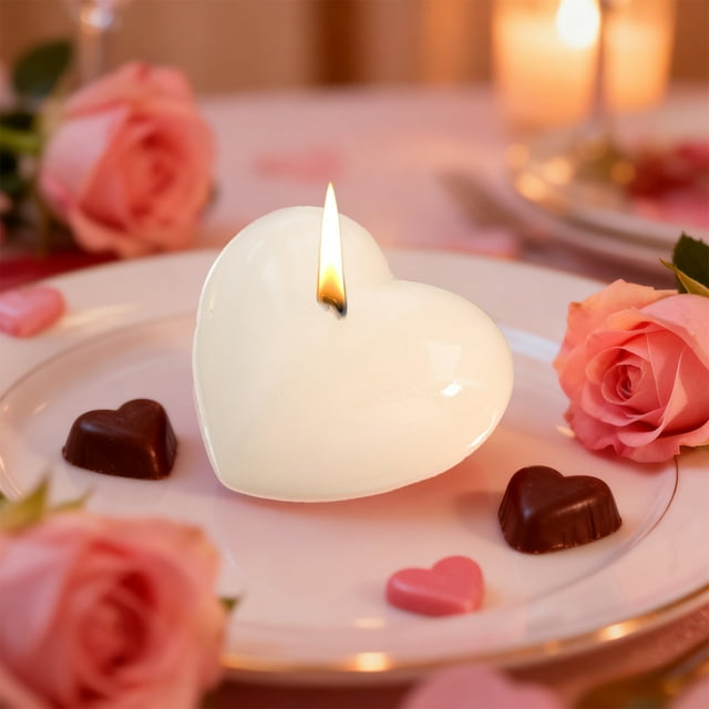 Velas En Forma De Corazón Juego De Velas Aromáticas Y Ceras De Soja Blanca Con Forma De Corazón Para San Valentín (5x4.3x2.5cm) Para Centros De Mesa Y Decoración Romántica Rkxzt