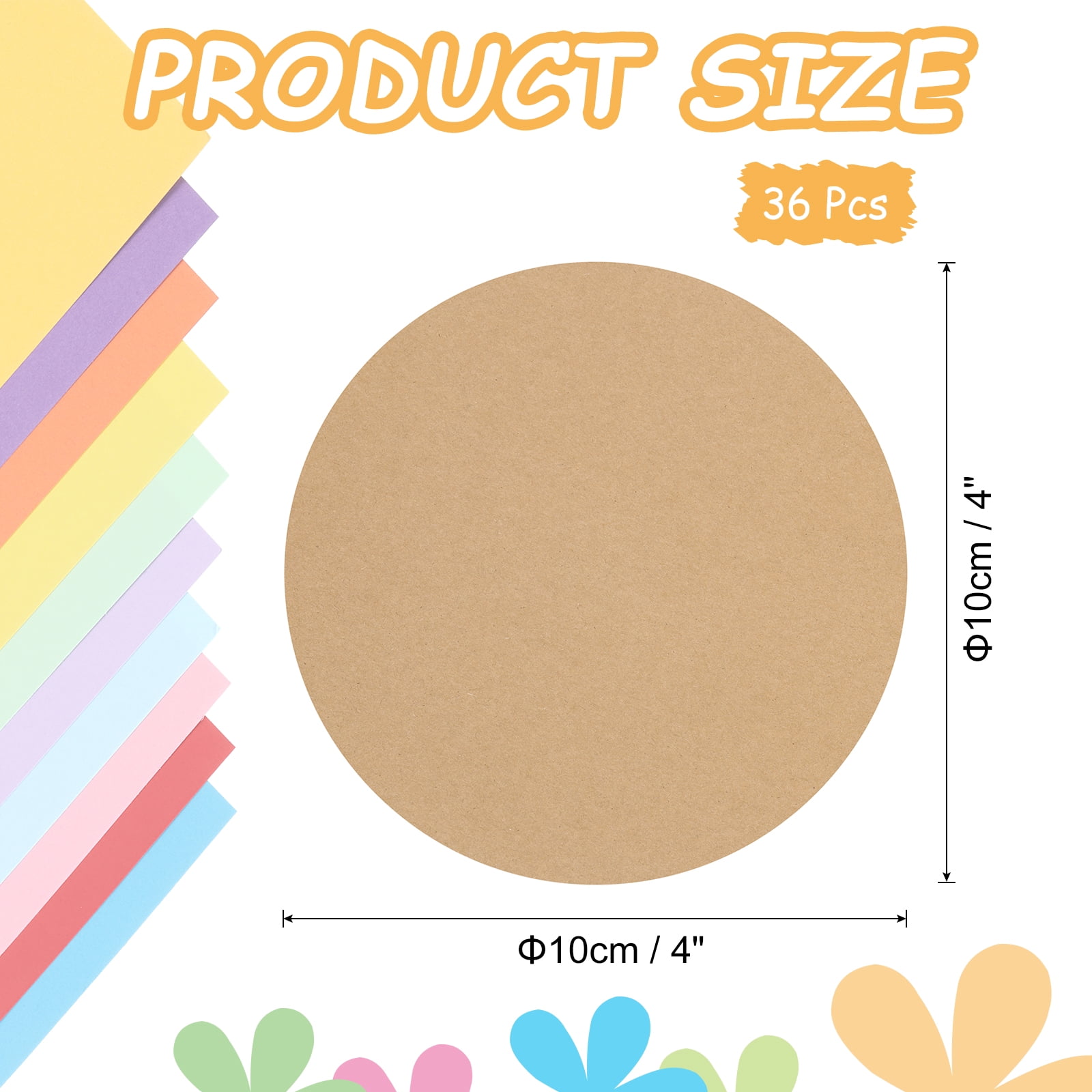 Uxcell Circle Kraft Paper, Round Shape Cardstock Paper Circle Bulletin Board for Art Supplies, Origami, Paper Crafting Brown 4 x 4 Inch