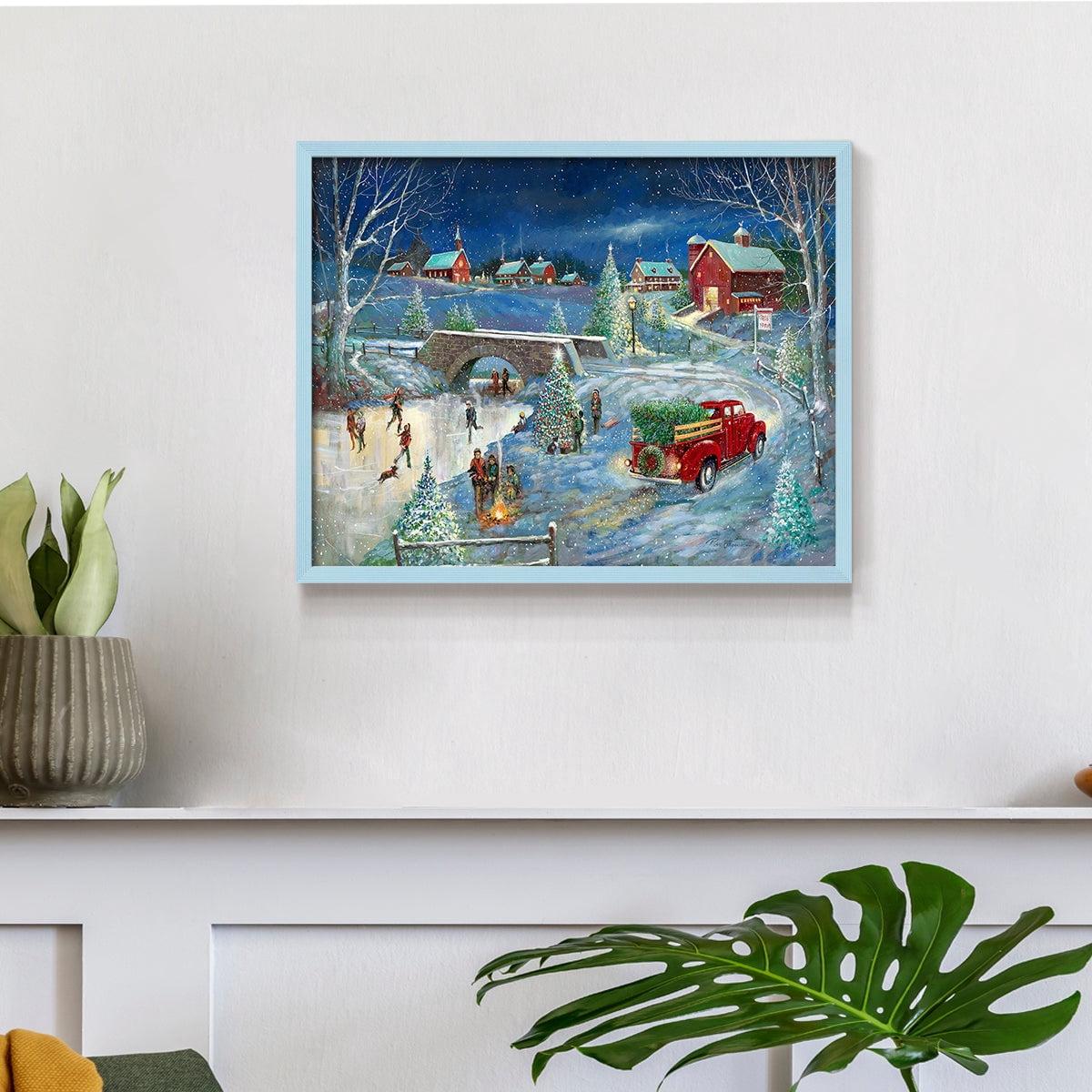 Warm Holiday Memories by Ruane Manning - Restickable Framed Giclée Print with Real Wood Frame