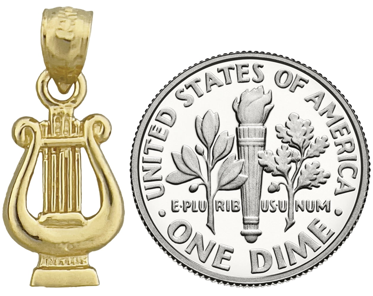 14K Gold Lyre Harp Charm
