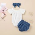 thumbnail image 4 of Vedolay Girls Shorts Sets 2 Piece Summer Girl's 2 Piece Outfits Short Sleeve Summer Crop Top Shorts Set,White 9-12 Months, 4 of 5