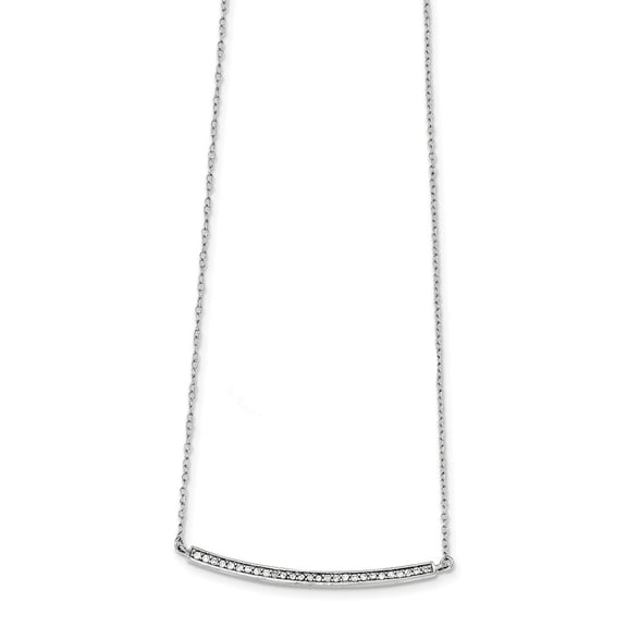Sterling Silver Cubic Zirconia With 2inch Ext. Necklace - 16 Inch - Measures 49mm Wide