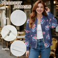thumbnail image 7 of SCRAWLGOD Flower Spots Print Dark Blue Women's Zip Up Lightweight Jacket Casual Long Sleeve Outerwear Comfortable Stylish Hoodless Crewneck Sweatshirts with Pockets, S, 7 of 7