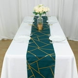 Efavormart 9ft Peacock Teal With Gold Foil Geometric Pattern Table ...