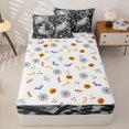 thumbnail image 4 of Manfei Cartoon Skull Zipper Twin Comforter Sets with Fitted Sheet and 2 Pillowcases,Witch Silhouette Print Halloween Zipper Bedding Set,Halloween Reversible,4pcs, 4 of 7