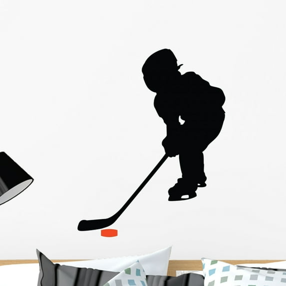 Hockey Silhouette Wall Decal by Wallmonkeys Peel and Stick Graphic (24 in H x 19 in W) WM264803