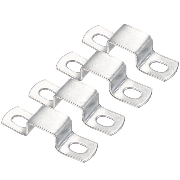 Uxcell 4 piezas de soporte en forma de U 0.8"x0.6" abrazadera de tubo cuadrado de acero al carbono, hebilla para tubo cuadrado para manguera, cable y piezas automotrices, plateado