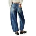 thumbnail image 6 of Women's  Mid Rise Baggy Boyfriend Jeans Vintage Wide Leg Barrel Denim Ankle Pants, 6 of 6