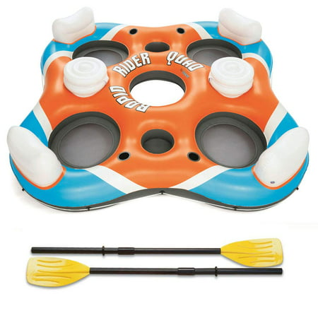 101-Inch Rapid Rider 4-Person Floating Island Raft w/ Coolers & Oars (Best Way To Remove Ice From Car)