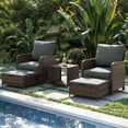 thumbnail image 2 of Poteban Balcony Furniture 5 Piece Patio Furniture Set, Outdoor Patio Chair with Ottoman for Front Porch Deck, Wicker Lounge Chair with Side Table, Grey, 2 of 8
