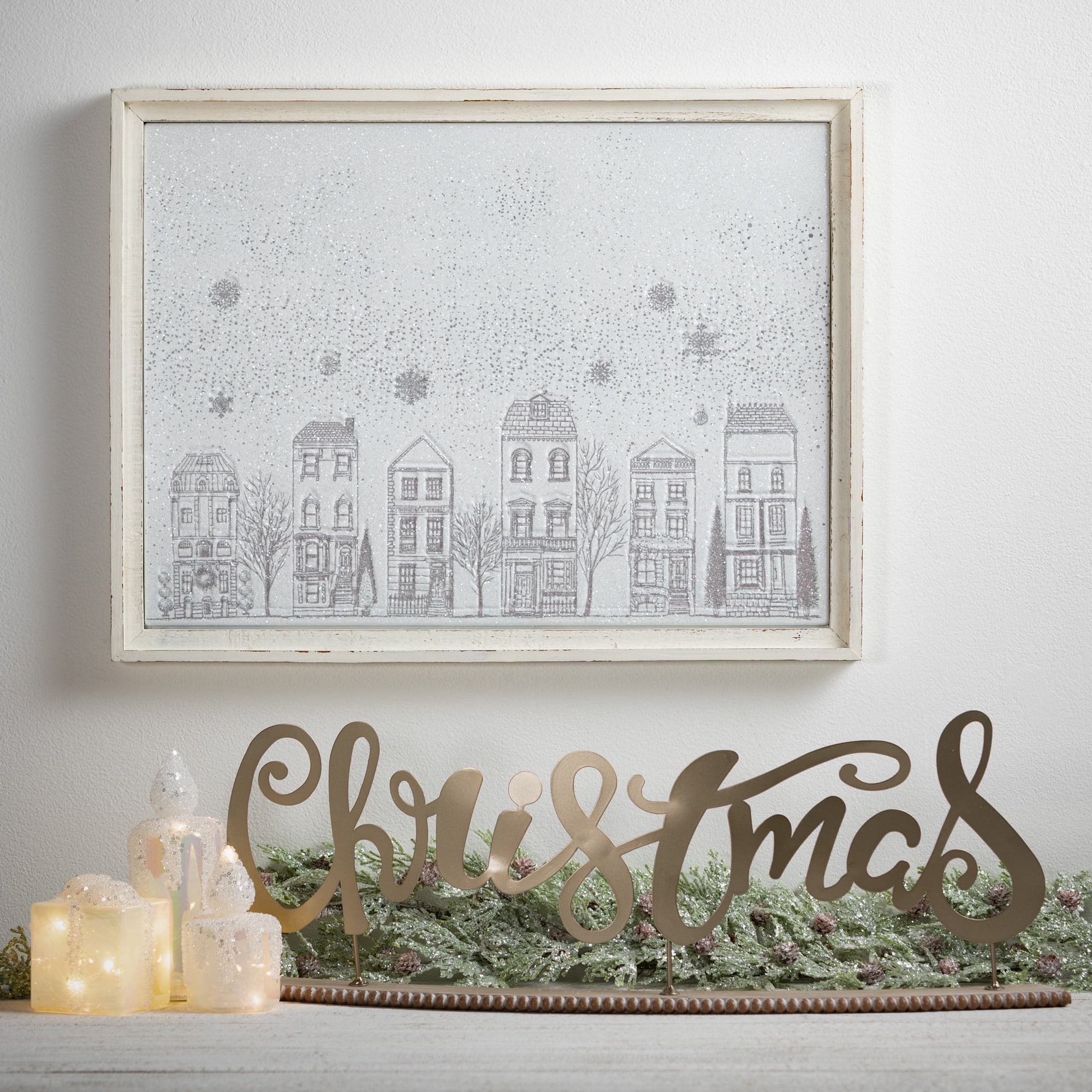 Metal Christmas Tabletop Sign Gold 9.25"H Metal