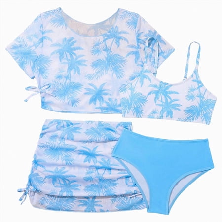 Girls Bikini Set 2 Piece Swimsuit - Beach Sports Bathing Suit Scoop Neck Adjustable Straps Swimsuit 6-12 Months 12-24 Months 2t 3t 4t 5t 6t 7t 8t 9t Children Sky Blue 8-9 Years