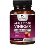 Apple Cider Vinegar Capsules for Detox & Cleanse, ACV Capsules with Digestion & Immune Support - Extra Strength - 1300 mg per Capsule, Gluten & Sugar Free, Non-GMO Supplement - 60 Vegetarian Pills