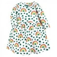 thumbnail image 3 of Hudson Baby Infant and Toddler Girl Cotton Dresses, St Patricks Rainbow, 0-3 Months, 3 of 4