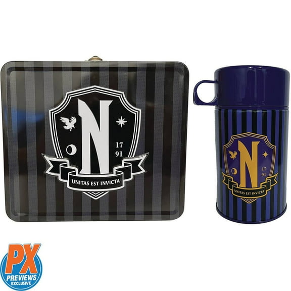 Addams Family Wednesday Nevermore Academy Lunch Box with Thermos