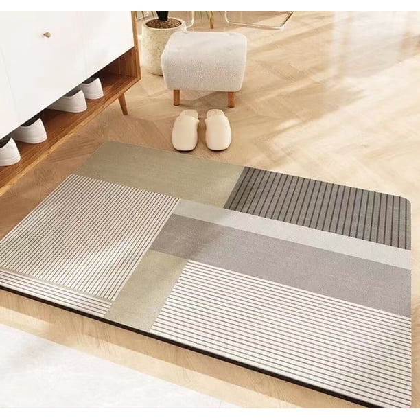 Xiao Hua Alfombra de baño, antideslizante, de felpa y pelo largo, lavable a máquina, ideal para suelo, bañera y ducha, alfombra de baño, decoración de accesorios, gris y marrón, 40,6 x 60,9 cm