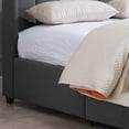 thumbnail image 4 of GDF Studio Wallach Contemporary Fabric Channel Stitch Queen Bed, Charcoal Gray and Black, 4 of 5