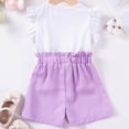 thumbnail image 5 of NOLDARES Toddler Baby Girl Outfits Summer Clothes Infant Spring Sleeveless Shirt Tops Cute Shorts Set(Purple,6-12 Months), 5 of 6