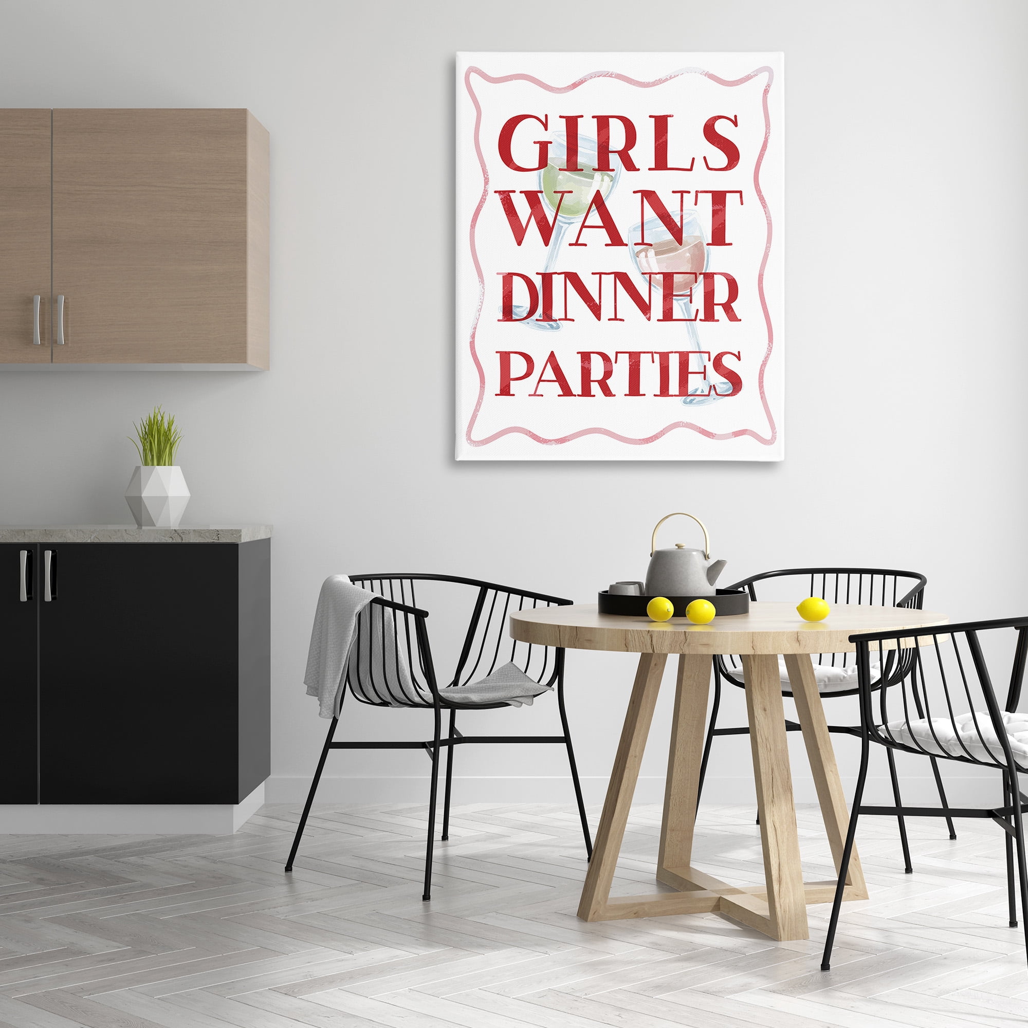 Stupell Industries Girls Want Dinner Parties Food & Beverage Painting Gallery Wrapped Canvas Art Print Wall Art, 36 x 48
