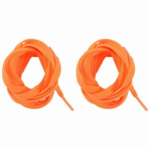 2X Trainers Replacement 8mm Wide Orange Flat String Shoelace Pair