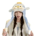 thumbnail image 2 of Animal Hat with Ears Moving Jumping Pop Up Beating Hat Plush Holiday Cosplay Dress Up Funny Gift for Kids Blue Free, 2 of 3