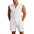 thumbnail image 5 of Débardeur d'Été Sans Manches en Lin Uni pour Tenue Décontractée Quotidienne pour Hommes, 5 of 5