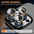 thumbnail image 4 of 1 Set of Bling Diamond Camera Lens Protector for iPhone 15 Pro Max, HD Clear Tempered Glass Metal Camera Lens Protection Cover, Case Friendly, Scratch Proof for iPhone 15 Pro Max, Black, 4 of 5