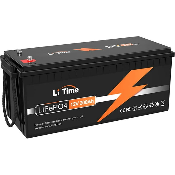 LiTime 12V 200Ah LiFePO4 Lithium Battery, up to 15000 Cycles, Built-in 100A BMS, Max. 2.56kWh Energy, Grade A Cells, Perfect for RV, Solar, Boat, Marine, Trolling motor, Van, Off-Grid Application
