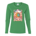 thumbnail image 2 of Wild Bobby Sun and Moon Groovy Vintage Daisy Flowers Stars Vintage Women Graphic Long Sleeve Tee, Kelly, XX-Large, 2 of 6