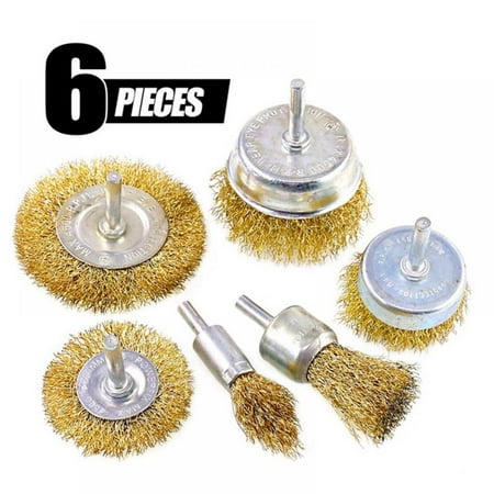 

6 PCS Wheel Cup Brush Set Brass Coated Wire Brush with 1/4 Inch Shank Perfect for Removal of Rust/Corrosion/Paint