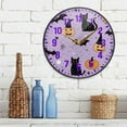 thumbnail image 3 of Yayeee Wall Clock Battery Operated 9.5" Silent Quartz Non-Ticking for Living Room Decor, Light Purple Halloween Black Cat, 3 of 8