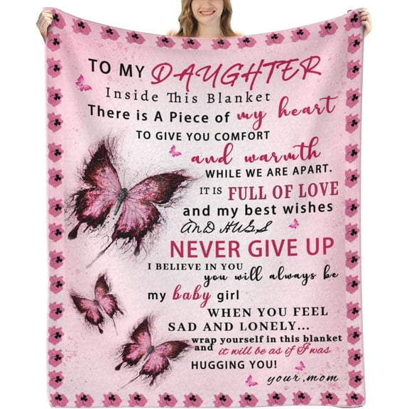 Daughter Blanket from Mom, Daughter Gifts from Mom, Daughter Gifts, Daughter Birthday Gifts, Gifts for Daughter, Daughter Gifts for Christmas, Graduation, Blanket for Daughter, Pink Butterfly