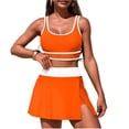 thumbnail image 2 of Kctiaxy Orange Bikini Sets for Women Sleeveless Round Neck Tankini Tops with Skirt 2 Piece Swimsuit Color Blocked Beach Sports Bathing Suits L, 2 of 5