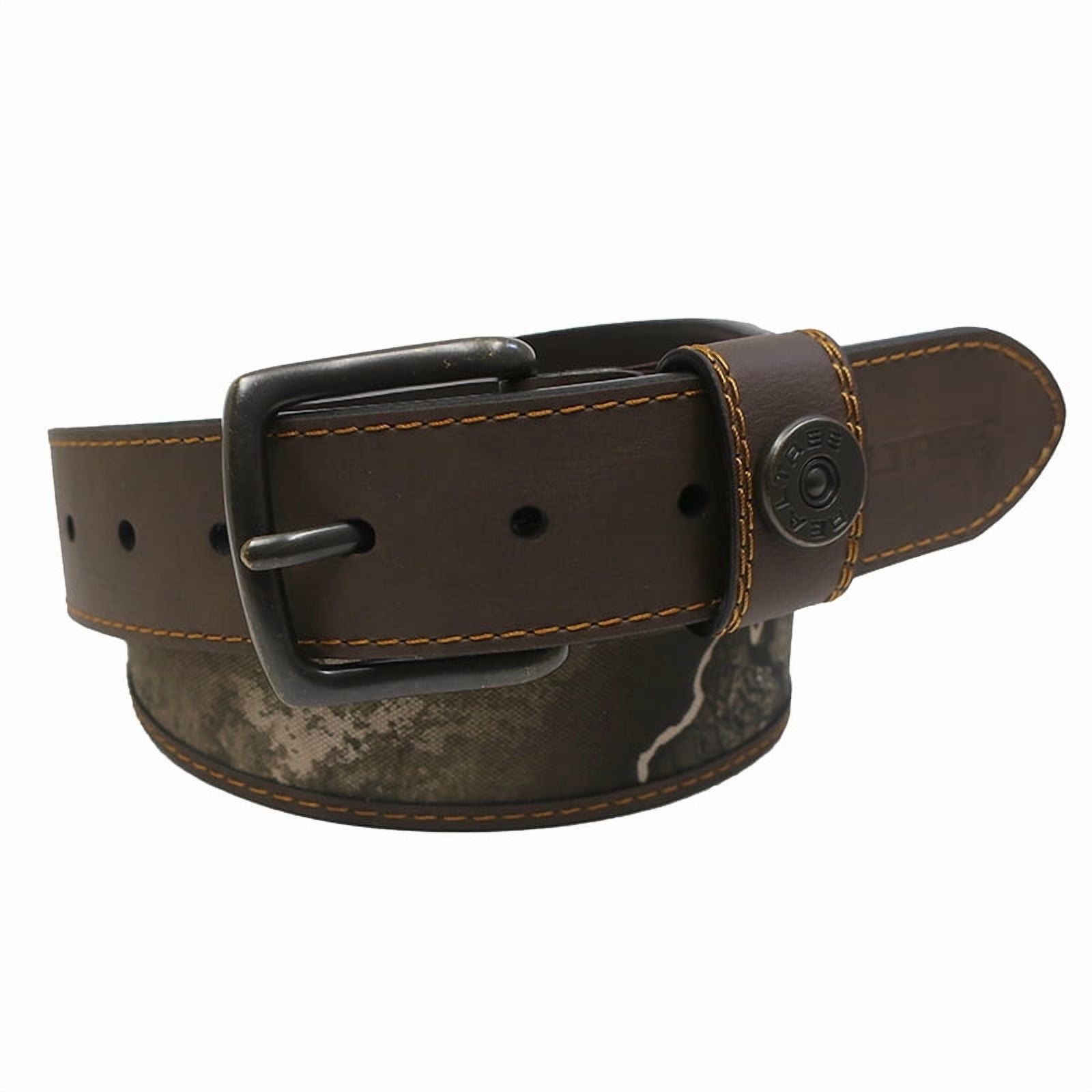 Mossy Oak Men's Bottomlands Stretch Hunting Camouflage Accessories Brown  Belt Tab Size S/m